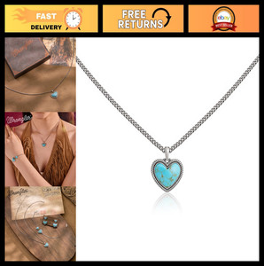 Authentic Western Turquoise Heart Pendant Necklace for Women - Gold Plated Cowgirl Jewelry