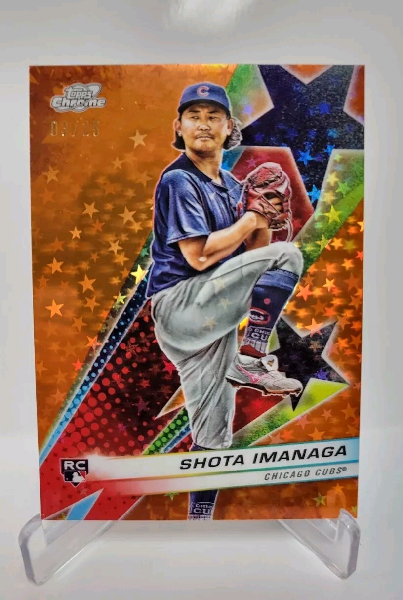 2024 Topps Chrome Cosmic Shota Imanaga Orange Galactic Starfractor 3/25 Cubs RC