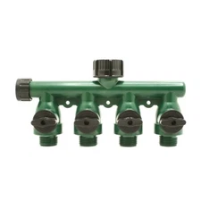 Thrifco 8429950 4-Way Garden Hose Manifold with Shut-Off Valves - Plastic