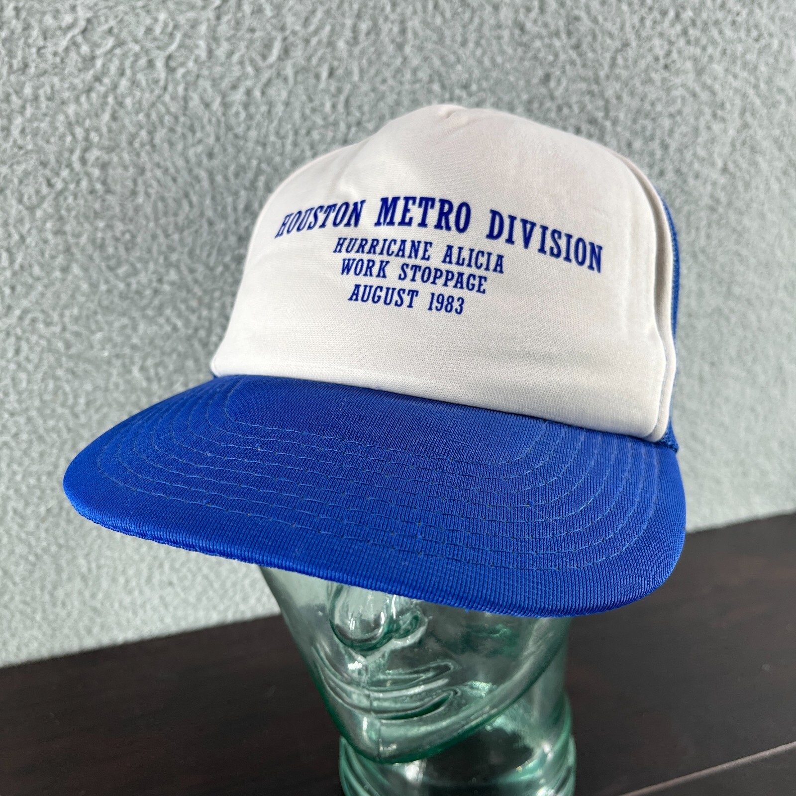 Vintage Houston Hat Cap Mens Blue White Snapback Trucker Hurricane