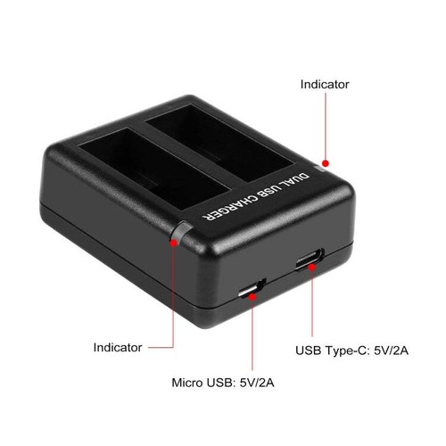 Cargador de batería doble USB PULUZ para GoPro HERO12 negro/11 negro/10 negro/9 B - Imagen 5 de 7