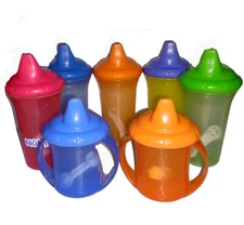 Vintage Nuby Sippy Cups Lot of 7 All with Select Flow Inserts No Chew Marks