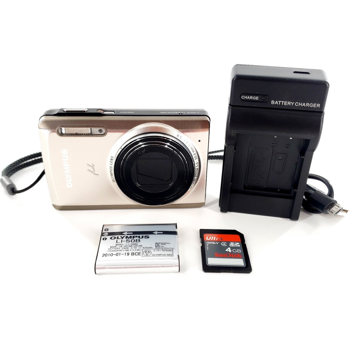 ★ OLYMPUS U-9010 14メガピクセル★オリンパス デジカメ Olympus u9010 14 MP Digital Camera w/ Battery, Charger, SD Card