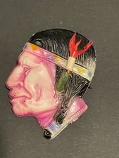 Early Plastic Celluloid 1940's Brooch Pin Indian Head