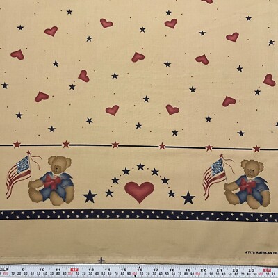 Vintage 1995 Daisy Kingdom American Bear Border Cotton Fabric by the HALF YARD