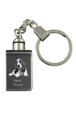 Basset Hound - Crystal key ring with dog photo, illuminated key ring, unique gif