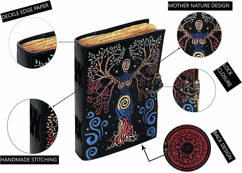 Tree Of Earth Handmade Leather Writing Journal Diary Deckle Page Notebook - Image 2 of 4