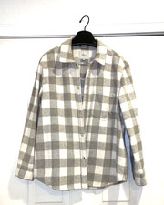 Rails Women’s Tripp Plaid Shirt Jacket Shacket In Ivory Rain Size L Wool Blend