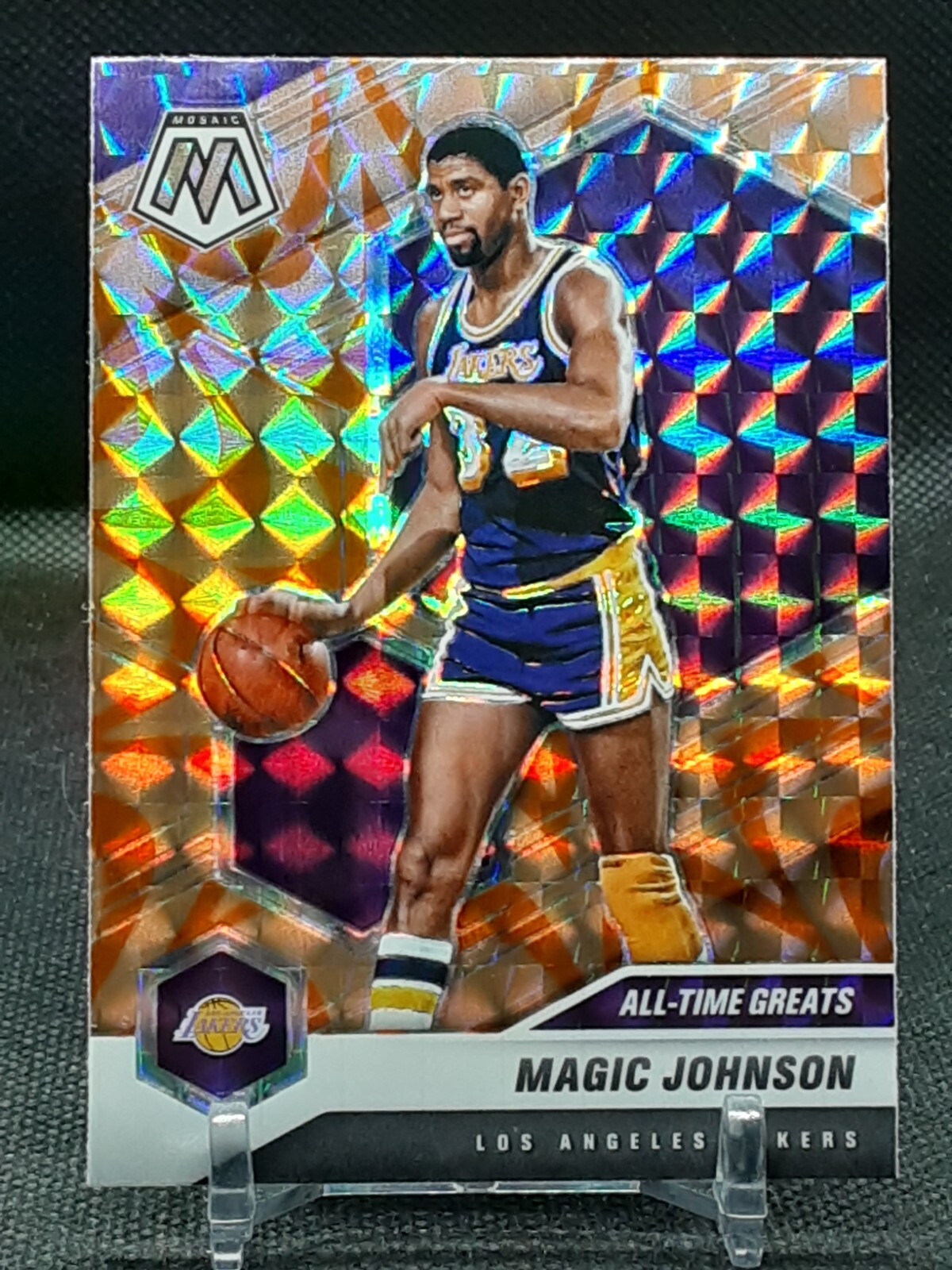 MAGIC JOHNSON 2020-21 MOSAIC ORANGE REACTIVE LAKERS 