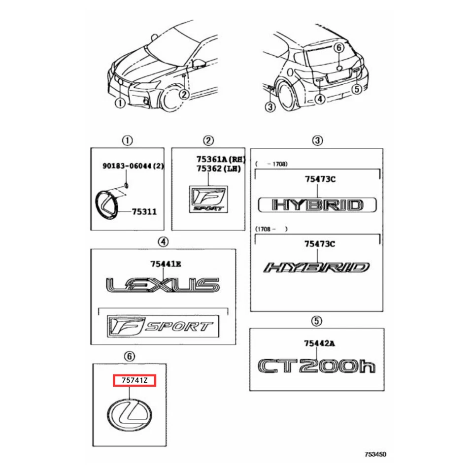 LEXUS Genuine Hybrid Rear Emblem 90975-02228 CT200h HS250h RX450h UX250h Foto 2 de 4