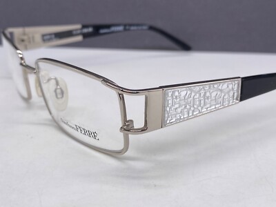 Ferre Eyeglasses Frames Woman Silver Chrome Rectangular Black GF 38801
