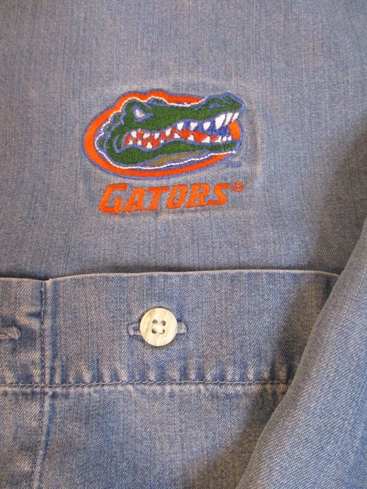 Gear For Sports Florida Gators Shirt Men's 2XL Blue Jeans Denim Button Up Pocket - Image 2 of 4