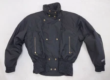 FERA SKIWEAR 8 Jacket Black Zip Up Ski Winter Vtg 80s Quilted Womens