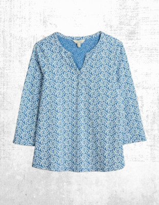 Ex Seasalt Women s ¾ Sleeve  Cotton Jersey Top in Blue Seaweed