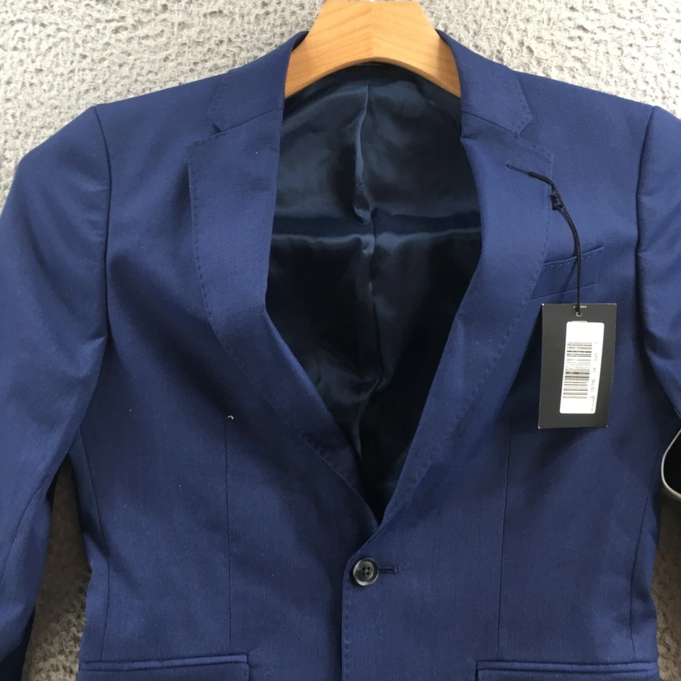 J.Ferrar Traje Chaqueta Para Hombres 36 Corto Azul Brillante Súper Delgado Sencillo Pecho NUEVO Foto 2 de 4