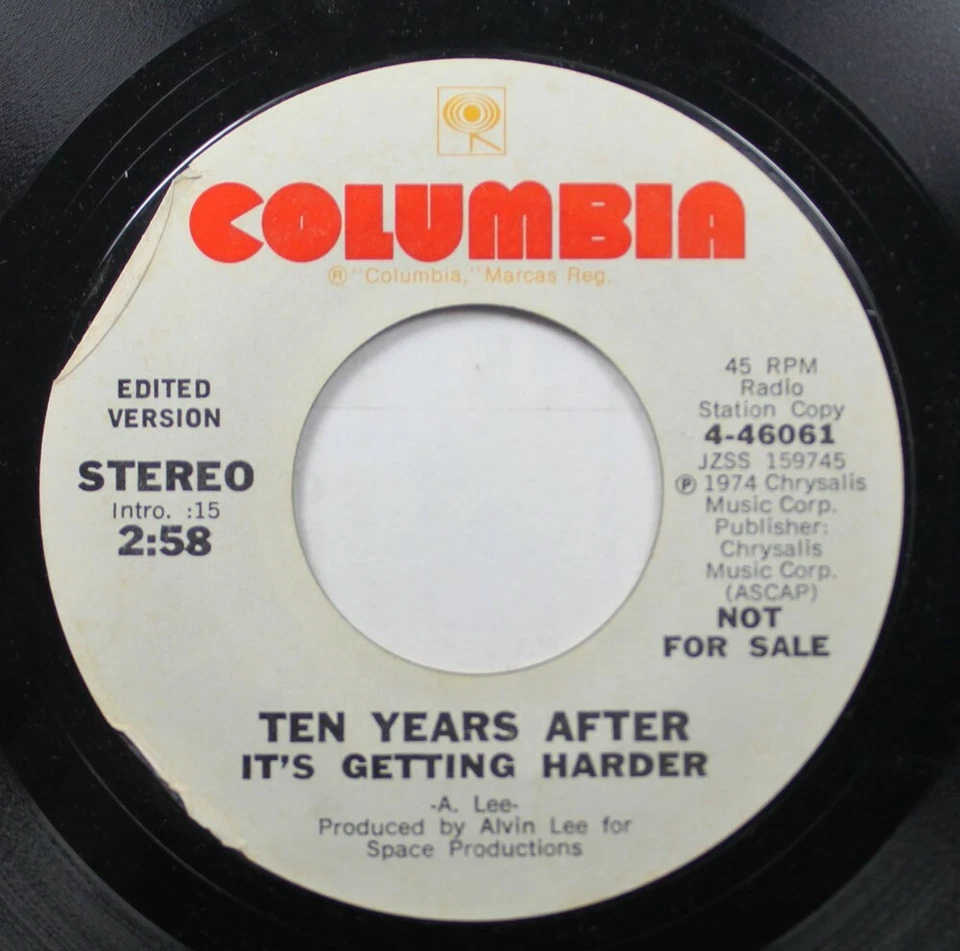 Rock Promo 45 A. Lee - Ten Years After It'S Getting Harder / ten years after it' - Image 2 of 2