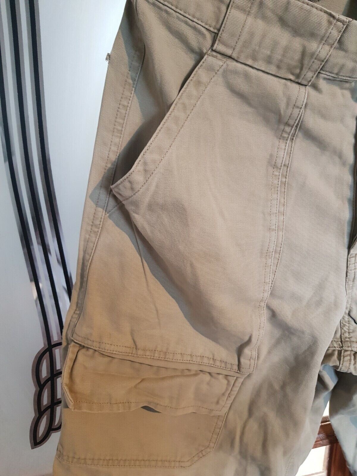 Gap Cargo Shorts khaki Mens W31/32 100percent Cotton Beige combat rare design image 3