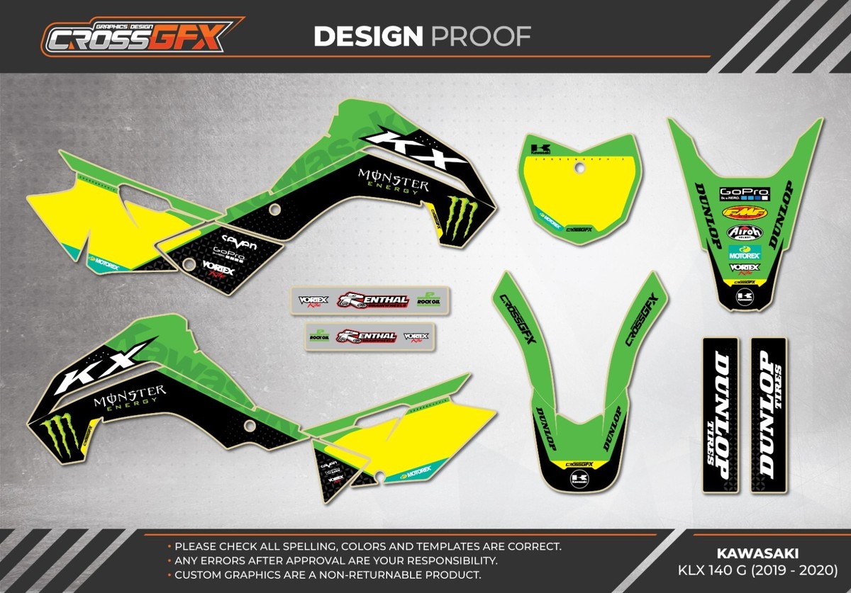 2019-2020 Kawasaki KLX140G KLX140 140G Graphics Kit Green