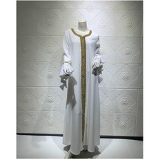 Women Islamic Evening Wear Dubai Elegant Abaya Ruffle Sleeve Long Party Gown