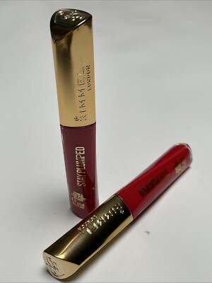 2x Rimmel Stay Plumped Volume & High Shine Lip Gloss, 500 Saucy Red