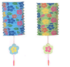 Cylinder Flower Hanging paper Lantern Party Decoration Hawaii Garden blue +Green