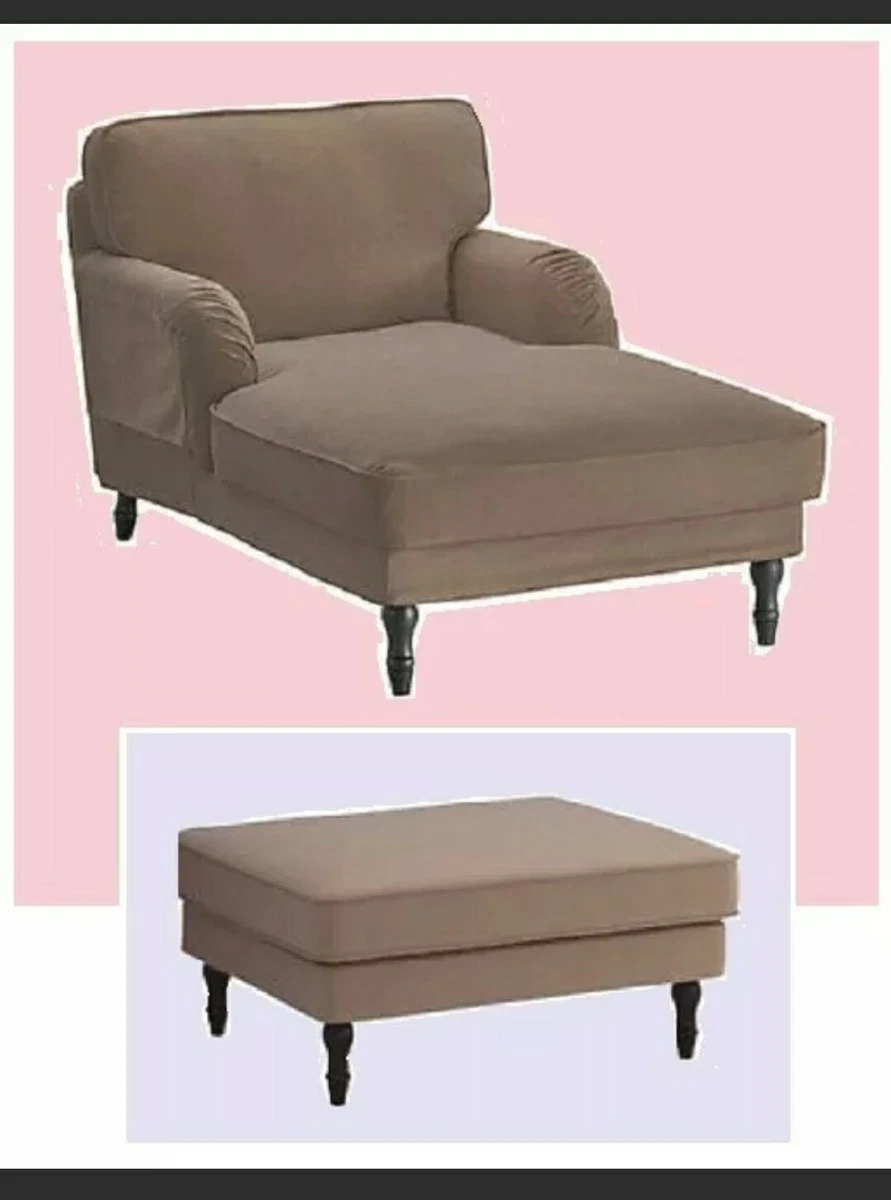 IKEA Stocksund Chaise Lounge Chair Ottoman Cover NEW Ljungen Beige