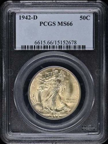 1942-D 50C Walking Liberty Half Dollar PCGS MS66