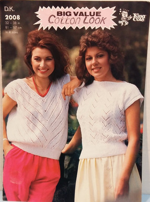 Big Value Cotton Look Sweaters Crochet Knitting 2 Patterns Projects Crafts