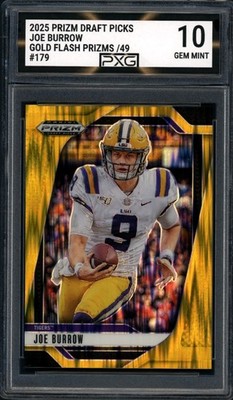 2024 Prizm Draft Picks JOE BURROW Gold Flash Prizms /49 #179 Graded PXG 10