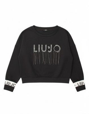 LIU JO Womens Oversized Graphic Sweatshirt Jumper UK 10 Small Black CA09