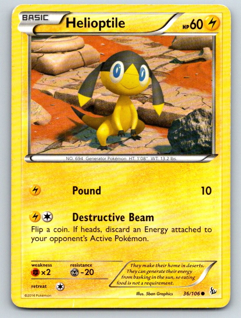 Helioptile 36/106 Common Flashfire Pokemon Lightly Played