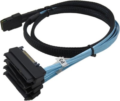 Mini SAS 36 SFF-8087 to (4) SFF-8482 Connectors with SATA Power 0.5m