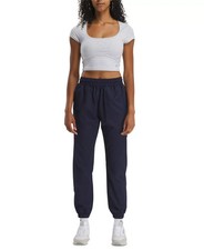 Reebok Pull-On Logo Woven Track Pants Women's Navy Elastic Waist Pull On S