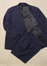 Jos A. Bank Traveler Plaid Tailored Fit Stretch 2Piece Blue Men Suit 54R-49R EUC