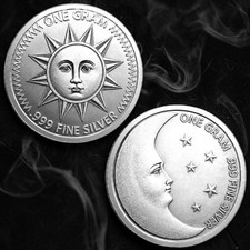 LOT 2 X 1 GRAM .999 SILVER EGYPTIAN SUN & MOON ROUNDS BU NEW RELEASE 🔥