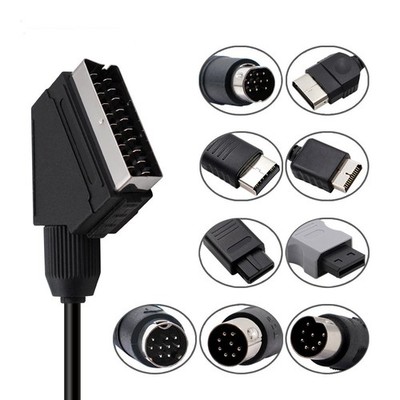 retro video game SCART Cable 21pin For PS2/PS1/PS3/SEGA MD1/MD2/Saturn/XBOX/WII