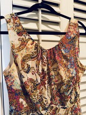 Evan Picone Women’s Dress Size 16 Paisley V Neck Midi Lined