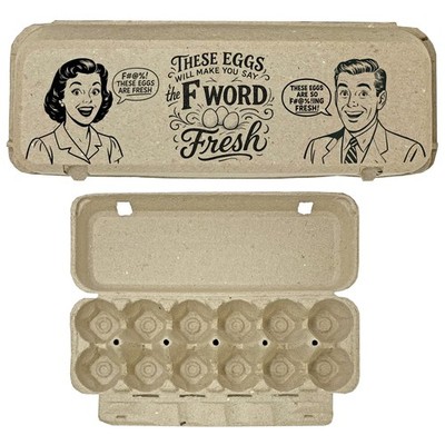 Funny Egg Carton    The F Word is Fresh  Vintage Humor Design, Holds 12 Eggs,...