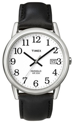 Timex Easy Reader Indiglo (35 Mm) Weißes Zifferblatt / Schwarzes T2H281 Uhr
