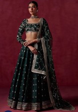Embroidered Deep Emerald Lehenga Set with Dupatta XXS