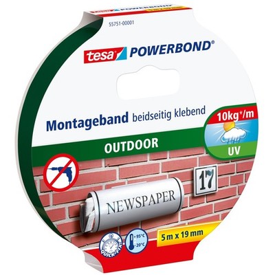 tesa Klebeband doppelseitiges Montageband stark klebend wetterfest Outdoor