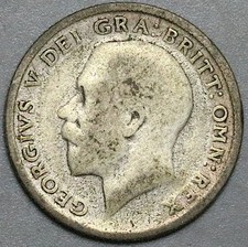 1923 George V 6 Pence VG Key Wedding Centennial Britain Silver Coin (26021703R)