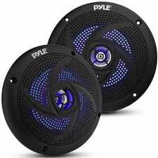 Pyle 6.5” Marine Boat Speakers Pair, Waterproof Outdoor Speakers with LED Lights