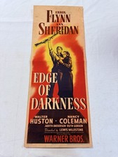 1943 Edge Of Darkness Original 14x36 Movie Poster Errol Flynn Ann Sheridan