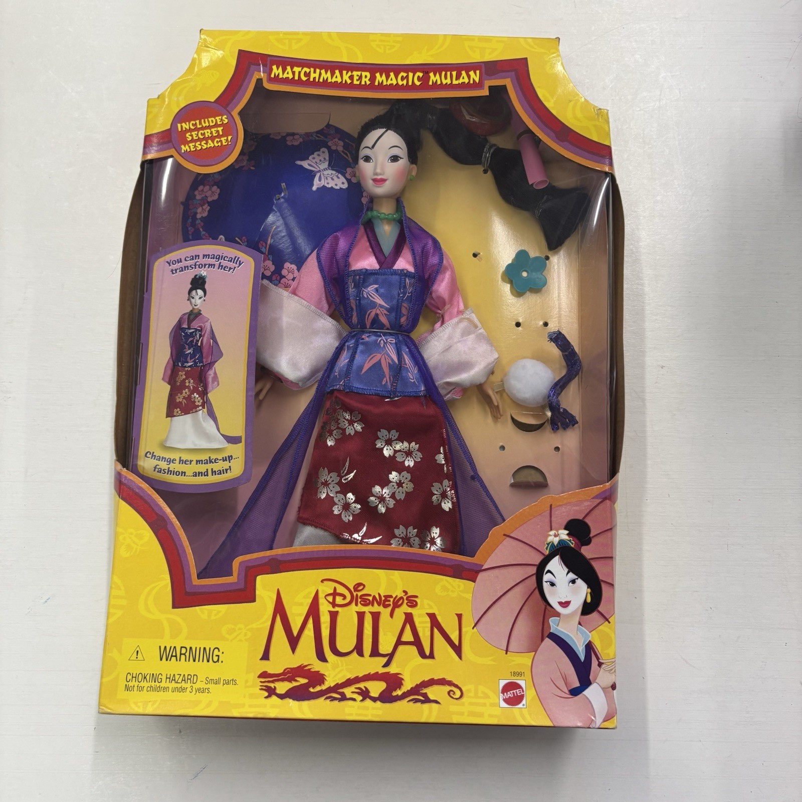 Mattel Matchmaker Magic Mulan Disney Barbie Doll 12in Original Box 1998