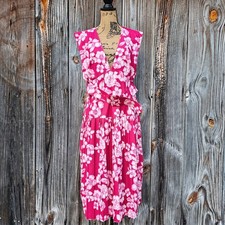 ASOS Pink Floral Dress Size 12 Plunge VNeck Belted Pleats Sleeveless Stretch