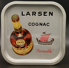 LARSEN COGNAC VASSOIO LATTA PUBBLICITARIA VINTAGE DA COLLEZIONE - MADE IN FRANCE