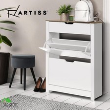 Artiss Shoe Cabinet Shoes Organiser Storage Rack Drawer Shelf 16 pairs White