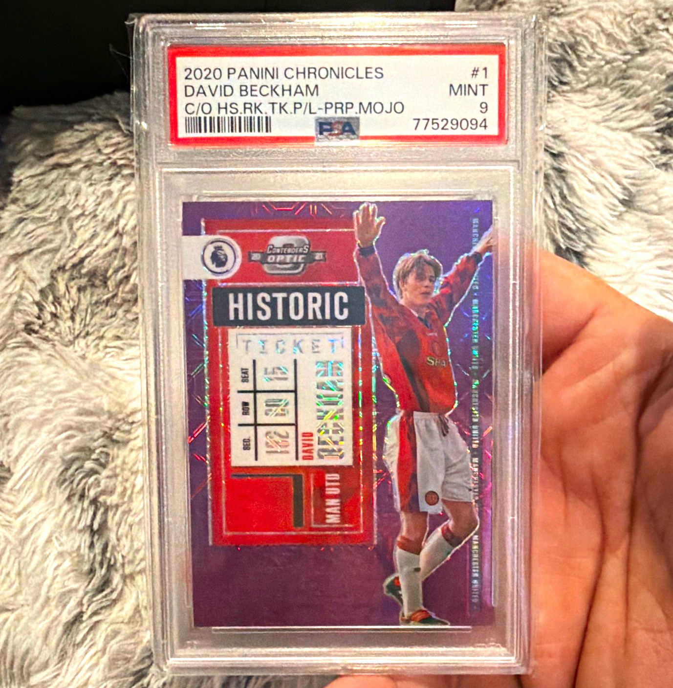 2020 Panini Chronicles David Beckham Historic Ticket Mojo #1 PSA 9