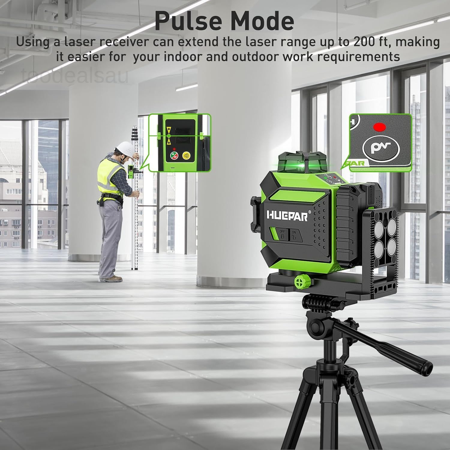 Laser Level 3 x 360 Self-Leveling Cross Line 3D Green 703cg